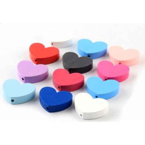 Wooden DIY Heart-Shaped Wood Bead Beads 10pcs Childrens Toys & Pacifier Clip Spacer Bead Necklace Accessories