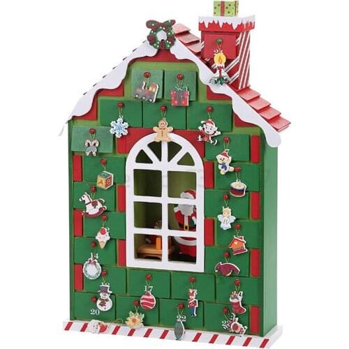Wooden House Drawer DIY Advent Calendar Christmas Town Countdown Creative family santa decoration Gifts For Home