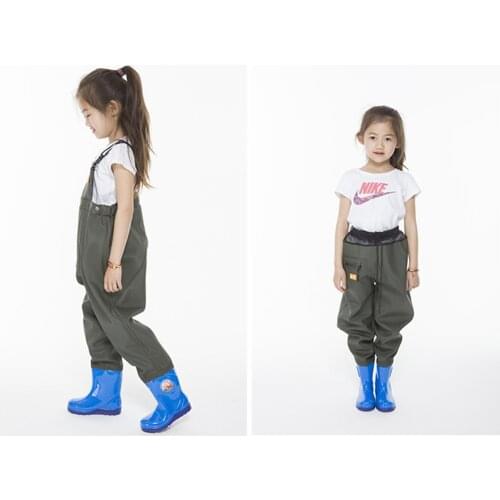 Kids Jumpsuit Waterproof Wading Pants With Rain Boots Playing Water Sports Garden Beach Fishing Hunting girls boy Wader Trousers