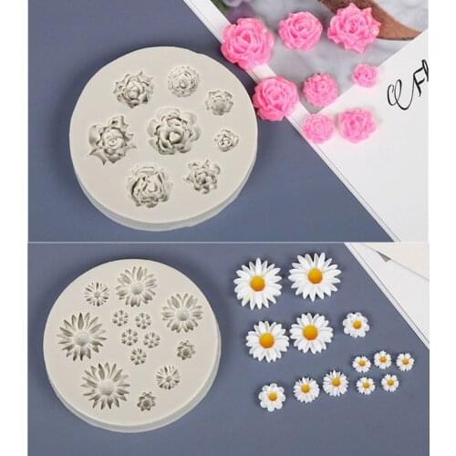 Handmade Floral Resin Mold Rose Flower Daisy Flower Pendant Silicone Mold Resin Casting Mold Jewelry Making Art Crafts