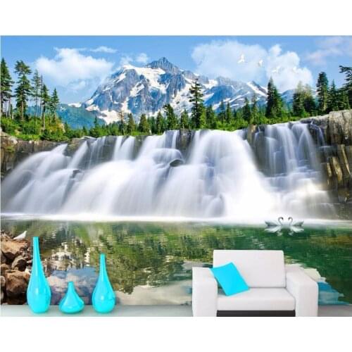 Custom photo mural 3d wallpaper Waterfalls under the snow room decoration painting 3d wall murals wallpaper for walls 3 d