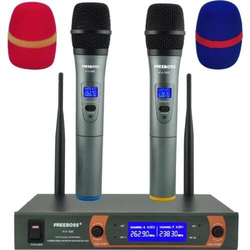 Freeboss KV-22 VHF 2 Handheld Wireless Microphone Dynamic Capsule Family Party Mixed Output Wireless Microphone