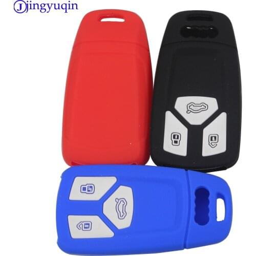 Jingyuqin 3 Buttons Soft Silicone Car Key Case For Audi A4 Allroad B9 Q5 Q7 TT Car Accessaries Key Fob Cover Protector