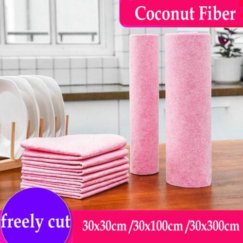 Coconut Fiber Non-Woven Fabric Dish Cleanning Cloth Freely Cut Kitchen Strong Absorbent Wipe Multi Applyments Coth