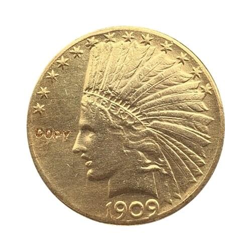 24- K gold plated 1909-S Indian head $10 gold coin COPY