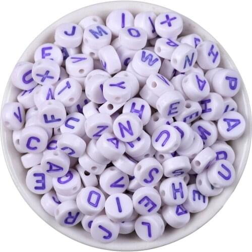 100Pcs Mixed "A-Z" 4X7mm Purple Acrylic Round Alphabet Beads Letter Spacer Beads For DIY Bracelet Necklace Gift