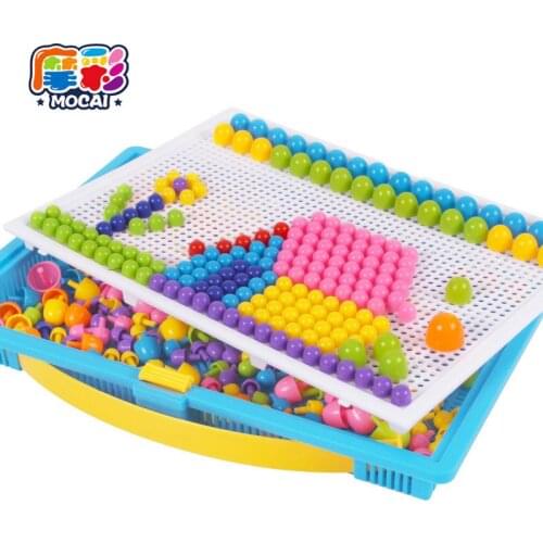 Mocai 295pcs Mushroom Nail Toys for Children Inserting Plate Combined Kindergarten Kids Aged Wholesale No Magnetic Blocks