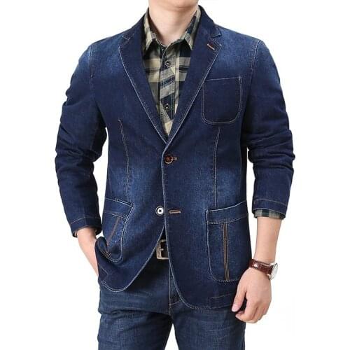 Mcikkny Mens Spring Casual Denim Jackets Cowboy Blazers Slim Jean Jackets For Male Clothing Size M-3XL