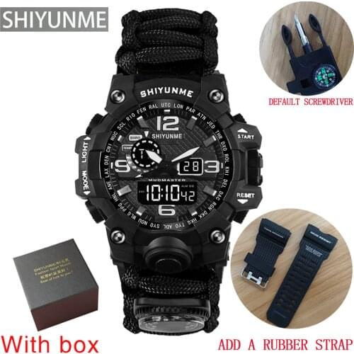 SHIYUNME Men Military Watch 50m Waterproof Dual display Compass outdoor Survival Multi-function shock Men Watch Reloj de hombre