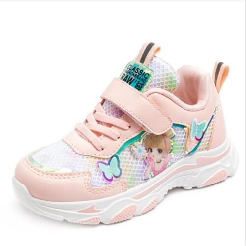 2021Spring Summer New Kids Shoes Girls Mesh Breathable Casual Shoes Children Fashion Comfortable Lightweight Soft Brand Trainer