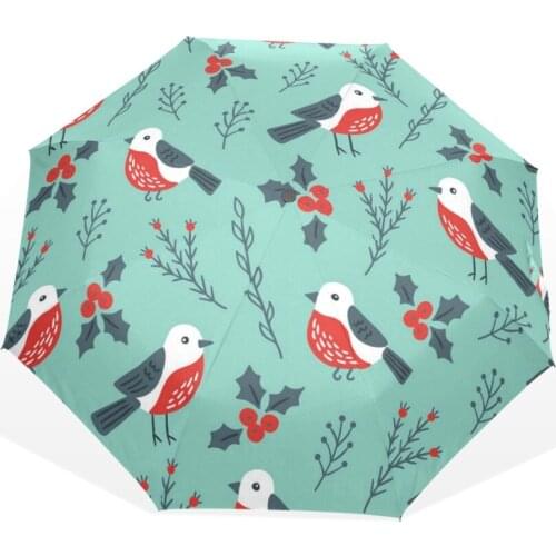 2017 New Design Women Rain Bird Umbrella Anti-uv Protection Three Folding Cute Bird Female Children Parasol Sun Umbrellas