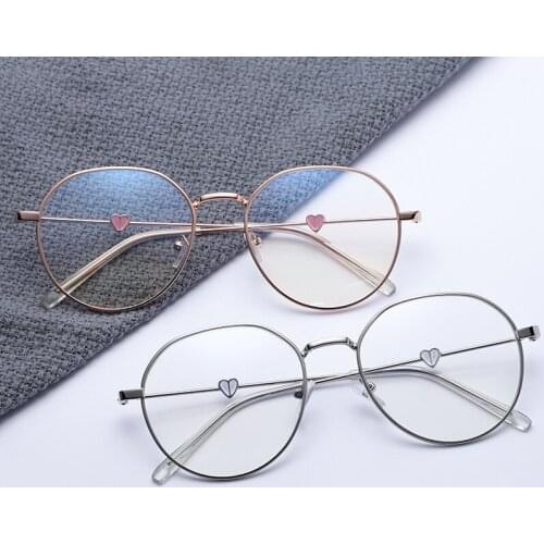 Student Literary Spectacle Heart Pattern Leg Nearsighted Glasses Finished Women Myopia Glasses Optical Eyewear -0.5 To -4.0