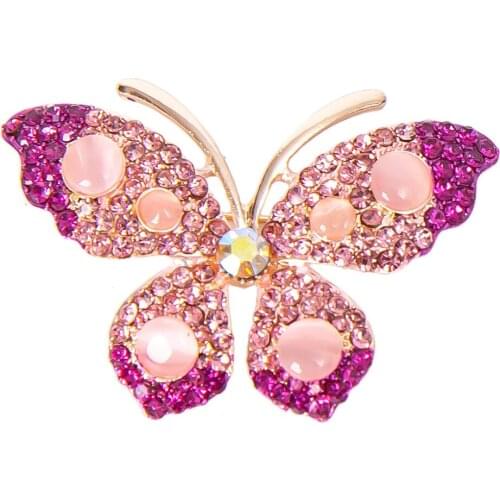 Opal Butterfly Brooches for Women Insect Rhinestone Crystal Enamel Pin Scarf Buckle Shirt Lapel Pins Badge Clothing Accessories