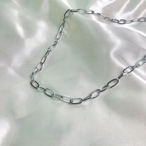 Chain Necklace Long Women Necklaces Jewelry Ladies Simple Unisex Pendant Hip Hop Silver Color Classic European Metal Collares