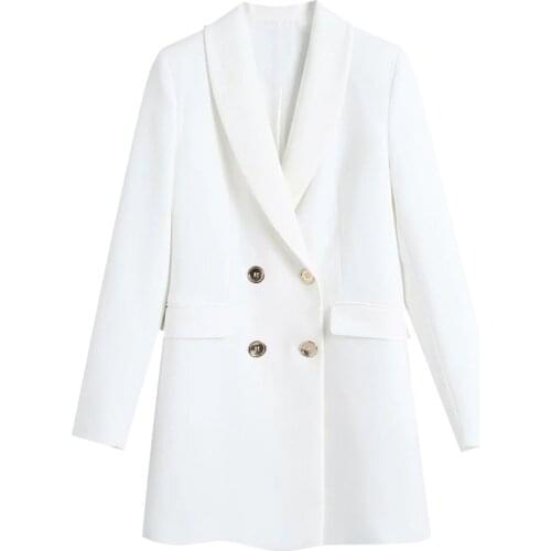 Fashion Women Blazer Suit White Vintage Long Sleeve Coat Solid Color Simplicity Slim Age Reduction Tops Daily Cardigan Blazer