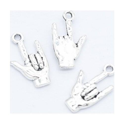50pcs 22x12mm Metal Alloy "I love you gestures "Charms Pendant DIY Handmade Accessories For Jewelry Making