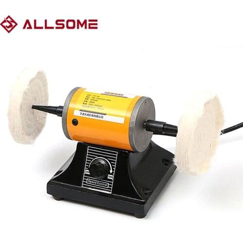 ALLSOME 220V 200W Adjustable Speed Mini Polishing Machine For Dental Jewelry Motor Lathe Bench Grinder Kit HT2945