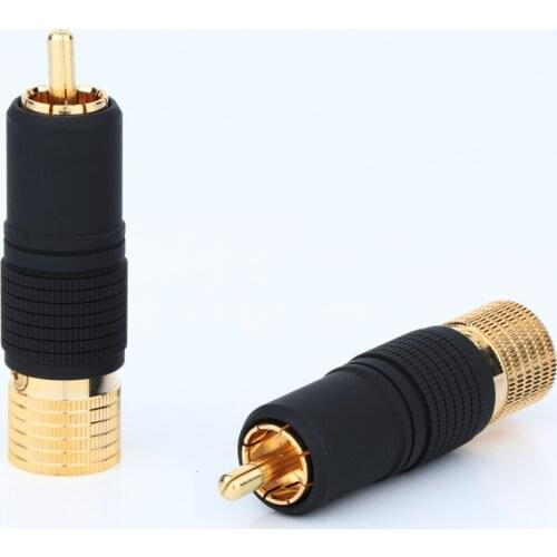 R1747 Nakamichi 24K Gold Plated Screw Locking RCA Plug Audio Cable Speaker Connector Lockable Adjustable