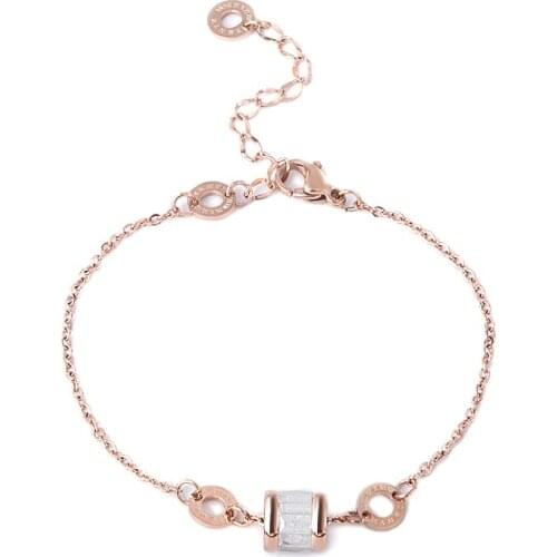 Roman Numeral Colorful Round Zirconia Crystals Charm Bracelets For Female Trendy Chain & Link Bracelets Wedding Bridal Jewelry