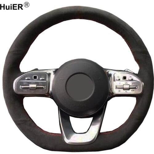 Hand Sewing Car Steering Wheel Cover Suede Cow Leather For Mercedes-Benz A-Class W177 C-Class W205 E-Class W213 S-Class W222 GLC