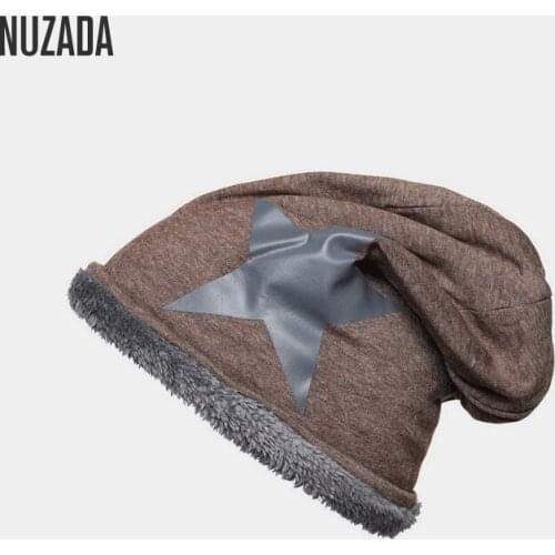 NUZADA Beanie Hat Winter Skullies Warm Female Cotton Knitted Caps Bonnet Casual Fashion Solid Unisex Internal Plush