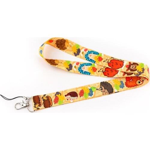 Hedgehog Cartoon Lanyard Keys Phone Holder Funny Neck Strap With Keyring ID Card DIY Animal webbings ribbons Hang Rope