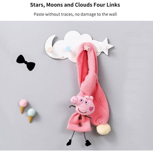 Cute Cartoon Cloud Glue Hook Wall Hanging Door Hanging Clothes Hook Bathroom Wall Row Hook No Trace Strong Glue Hook