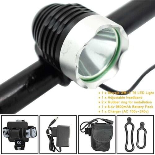 Bicycle Light Front Handlebar Lights T6 LED Cycling Night Safety Headlight Flashlight 18650 Battery Head Lamp Bike Accessories