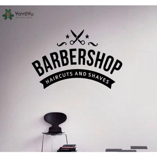 YOYOYU Wall Decal Barbershop Vinyl Wall Stickers Hair Salon Hairdressing Design Wall Decor Art Mural Haircut Removable DIY SY557
