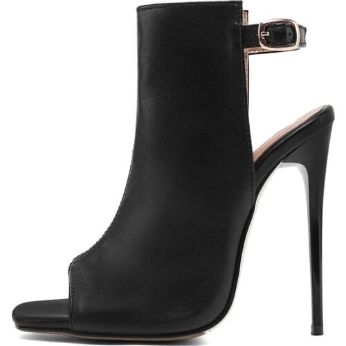 2021 Summer Boots Peep Toe Womens Shoes Fashion Sexy Stilettos Toe Hollow Out Red Black White Cool Boots Buckles Short Boots