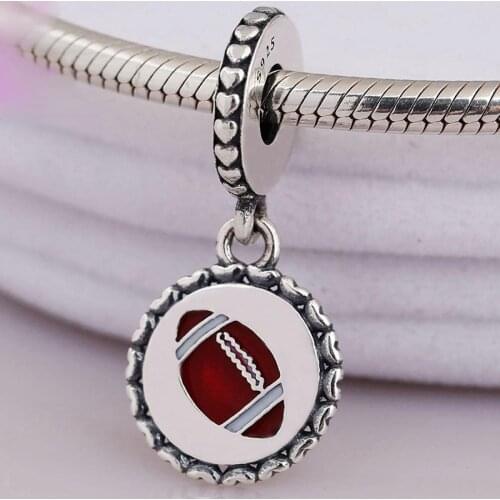 Original 925 Sterling Silver Charm Innovative Rugby Pendant Fit Pandora Women Bracelet & Necklace Diy Jewelry