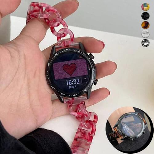 Women Transparent Bracelet 22mm for Sangsung Galaxy Watch 3 45mm Chain Resin Strap for Sansung Galaxy 46mm huawei gt2e Watchband