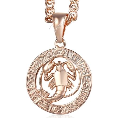 Cancer Zodiac Sign Womens Pendant Necklace 585 Rose Gold Constellation Pendant Woman Jewelry Wholesale Dropshipping Gifts HGP180