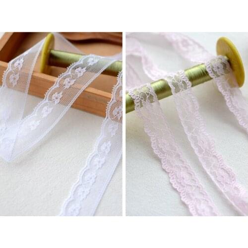 1M Latest Lace Trim Ribbon Tulle Pink White Lace Fabric Applique Wedding DIY Sewing Accessories Trimmings Clothing dentelle W37