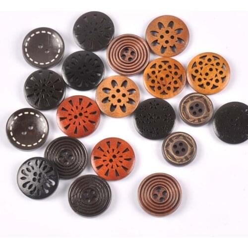 20pcs Mix Retro Color Wood Buttons Sewing Apparel Accessories Wooden Ornament for DIY Scrapbooking Craft Button Decoration m2212