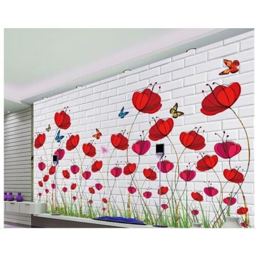 3d wallpaper for room Fashion hand-painted flower decoration painting decorative brick wall mural 3d wallpaper