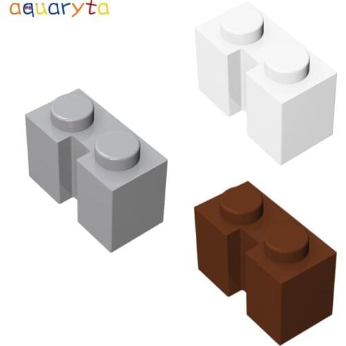 Aquaryta 50pcs Building Blocks MOC Parts Brick 1x2 with Groove Compatible with 4216 DIY Education Creative Toys for Teens