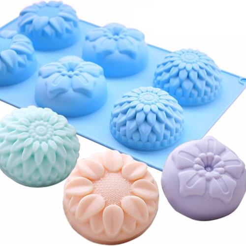 6 Cavity Flower Shaped Soap Mold Silicone DIY Handmade Candle Cake Supplies 6 Hole Crafts Handmade Soap Mould