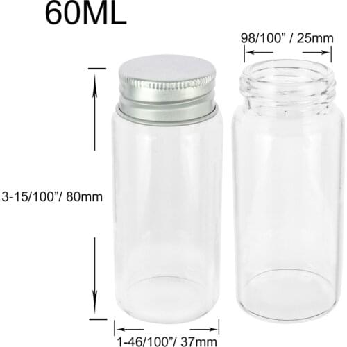 60ml Glass Bottles Vials Jars with Screw Cap Weed Storage Bottle Jar Glass Sealed Small Jars Seal Leak Proof Bottles 24pcs