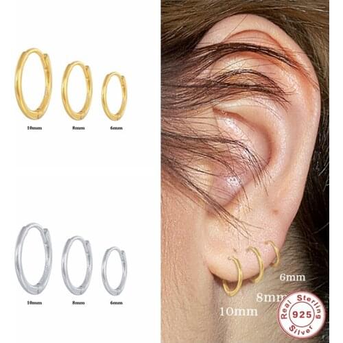 Aide 3pcs/Set 925 Sterling Silver Round Hoop Earrings for Women Piercing Huggie Earring Jewelry Pendientes Plata 925 6/8/10mm