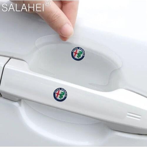 8Pcs Car Sticker Door Protection Handle Bowl Anti-Scratch Accessory For Alfa Romeo 159 Giulietta 147 Mito Giulia 156 GT Styling