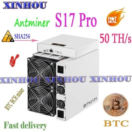 Used BTC BCH Miner AntMiner S17 Pro 50T SHA256 asic miner better Than Z11 S17e T17 T15 B7 Ebit E12 E9i whatsminer M20S M3 T3 T2T