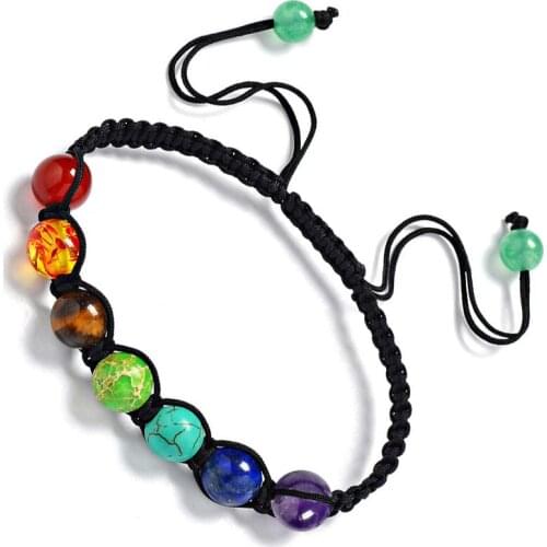 7Chakra Natural Stone Bracelet 8mm Adjustable Healing Balance Bead Bracelet Yoga Bracelet for Men Women Jewelry