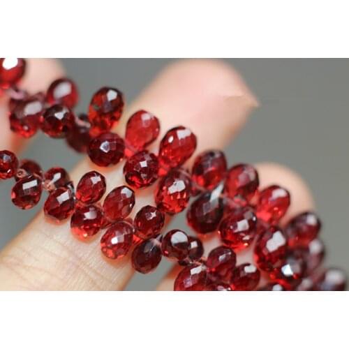 10 pieces loose beads red garnet drop faceted 6-8mm for DIY jewelry making FPPJ wholesale beads nature gem stone