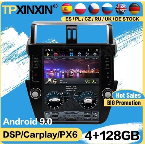 Carplay Tesla 128G Radio 2 Din Control Android For Toyota Land Cruiser Prado 2014 2015 2016 2017 GPS Player Auto Audio Head Unit