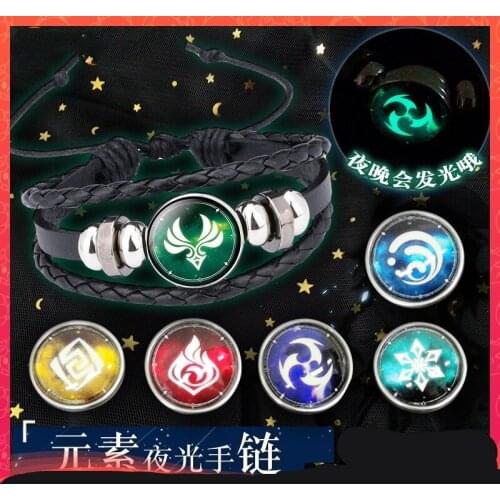 Cosmile Genshin Impact Zhong Li Xiao Klee Glass Bracelet Luminous Hand Rope Fashion Jewelry Cosplay Props C