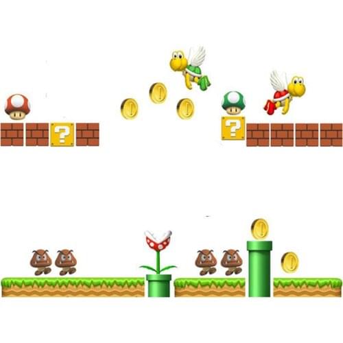 Children puzzle game wall decals super funny Mario 3d vinyl mural stickers kids favorite cartoon poster wallpaper 90*30cm*2pcs