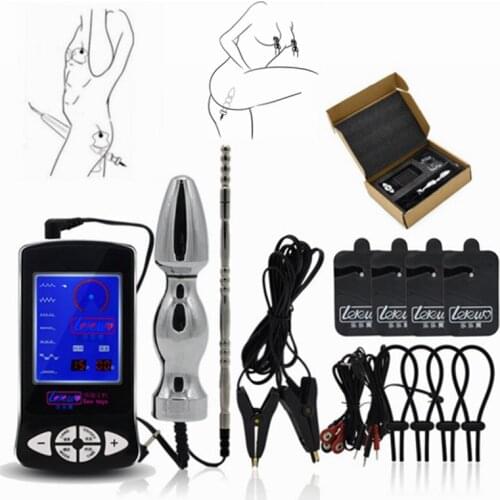 Electro Shock Cock Ring Sex Orgasm Electro Sex Kit Massage Pad Nipple Clamps Anal Plug Medical Themed Sex Toys For Men Woman GAY