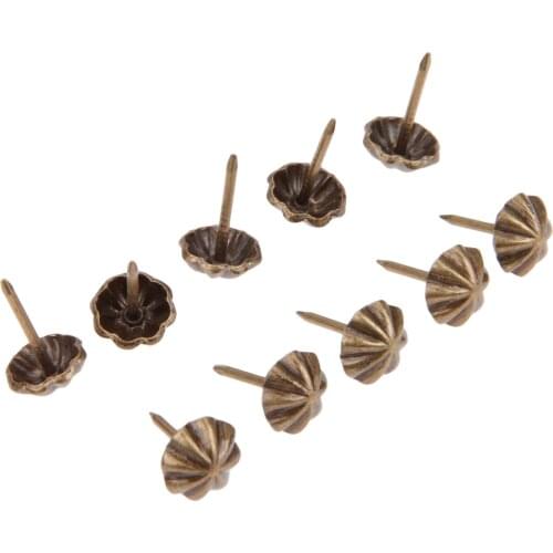100pcs/lot Upholstery Nails Sofa Stud Iron Pin Tack Vintage Antique Bronze Umbrella Cap Flower 11*17mm Jewelry Wood Box Hardware