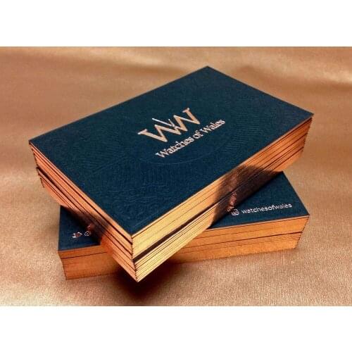 Art paper business cards with letterpress printing gold foil printing